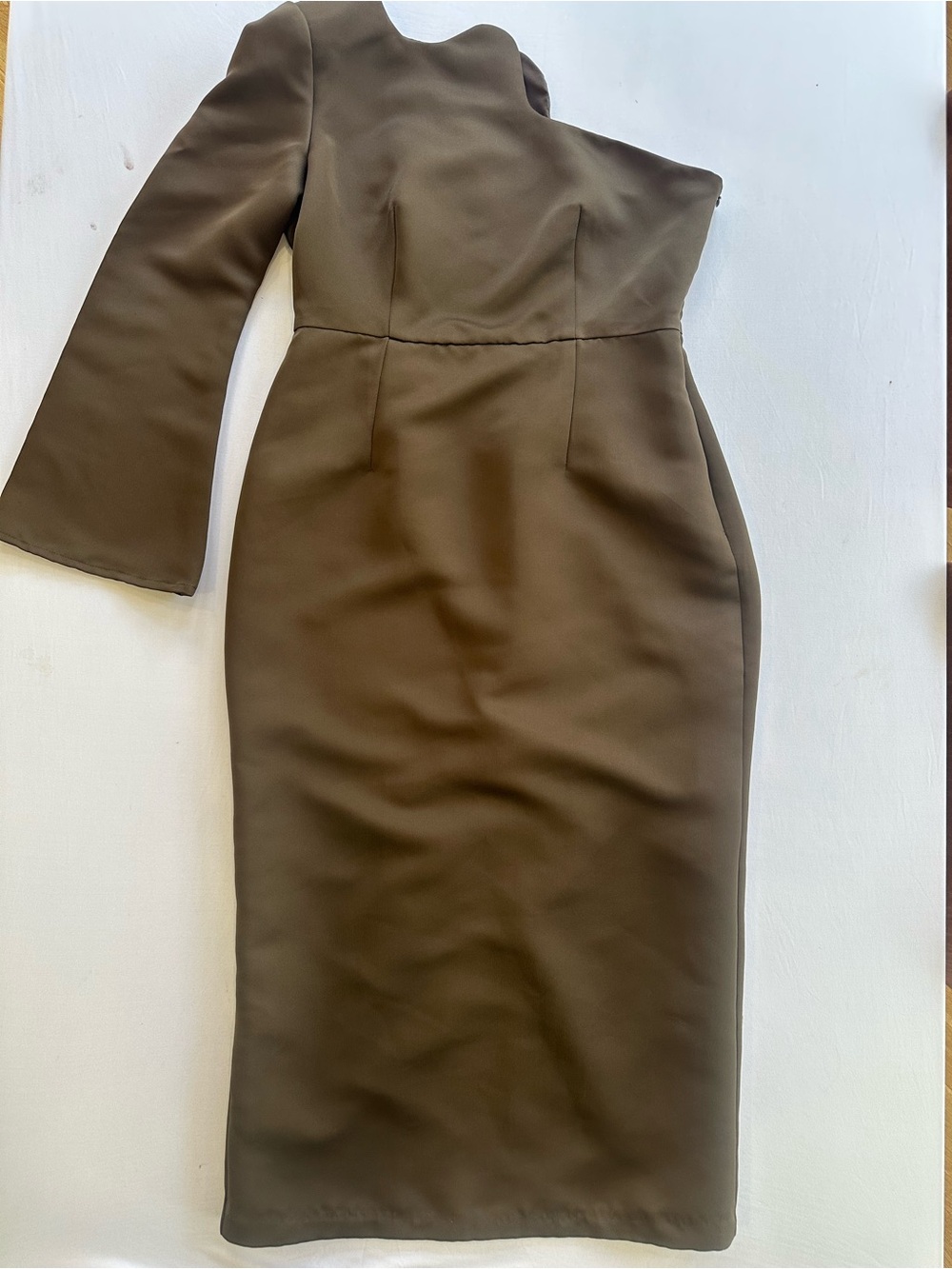 Free People Tojha One-Shoulder Scalloped Neckline Brown Bodycon Dress Size 10